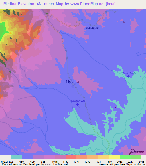 Medina,Colombia Elevation Map