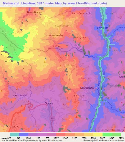 Mediacaral,Colombia Elevation Map