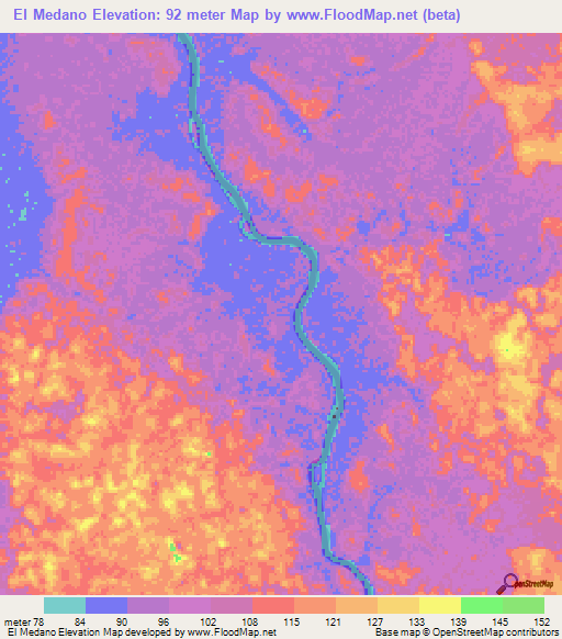 El Medano,Colombia Elevation Map