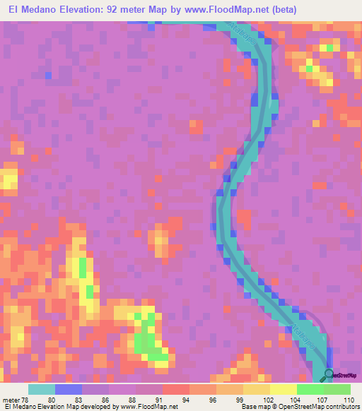 El Medano,Colombia Elevation Map