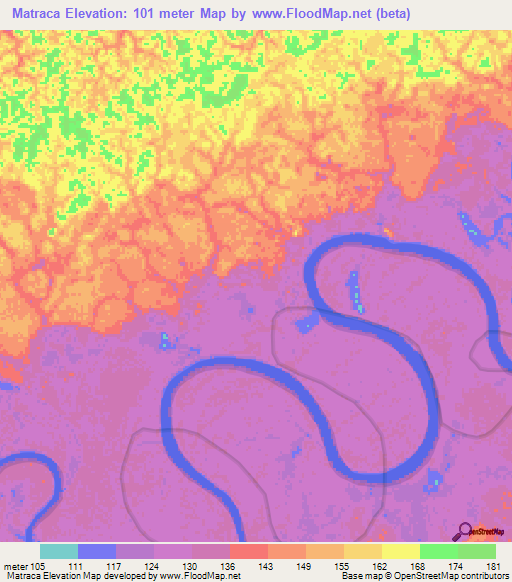 Matraca,Colombia Elevation Map