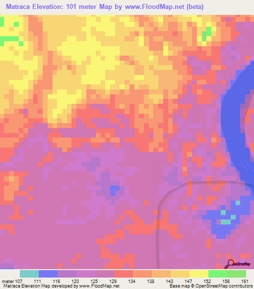 Matraca,Colombia Elevation Map