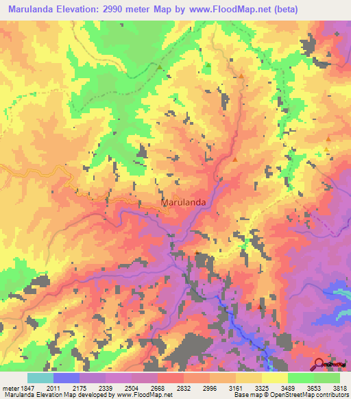 Marulanda,Colombia Elevation Map