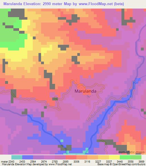 Marulanda,Colombia Elevation Map