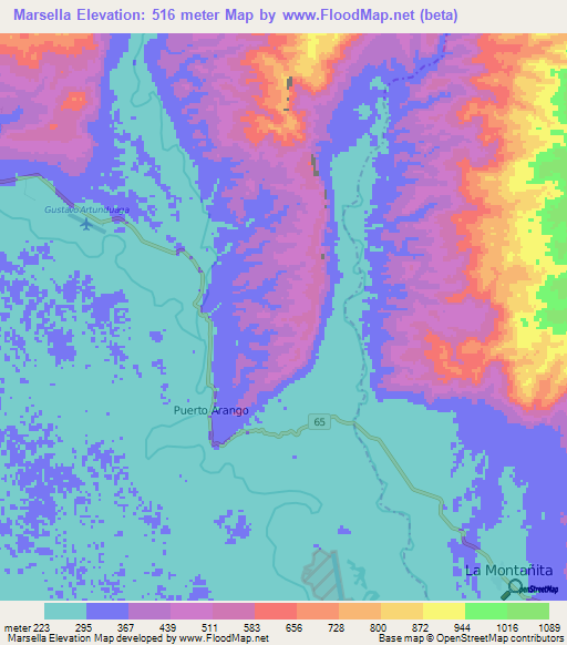 Marsella,Colombia Elevation Map