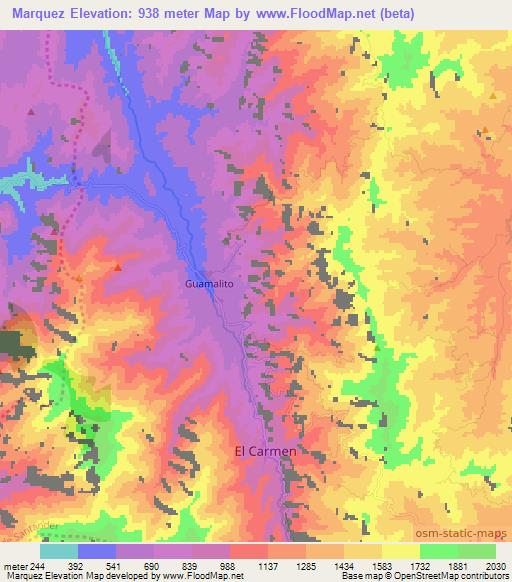 Marquez,Colombia Elevation Map