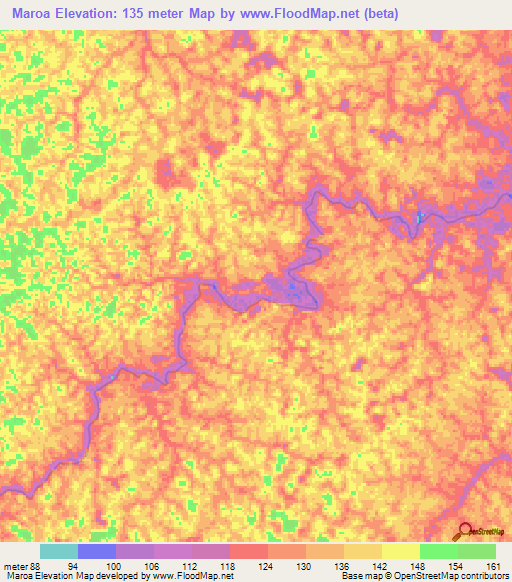 Maroa,Colombia Elevation Map