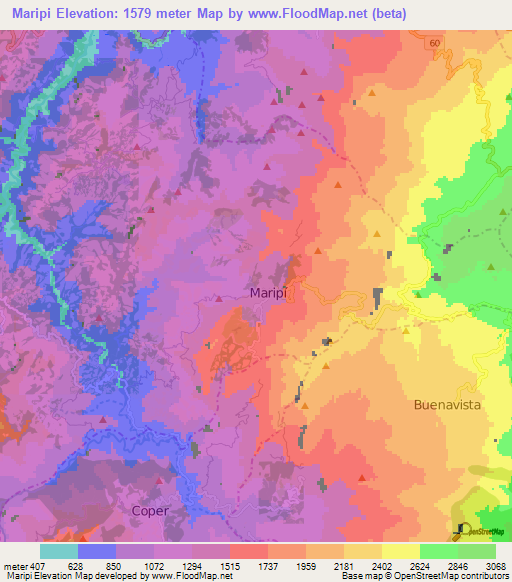 Maripi,Colombia Elevation Map