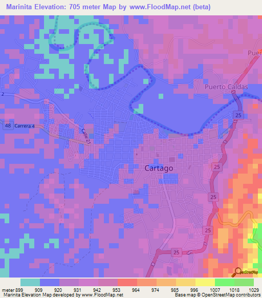 Marinita,Colombia Elevation Map