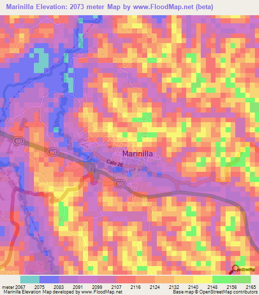 Marinilla,Colombia Elevation Map