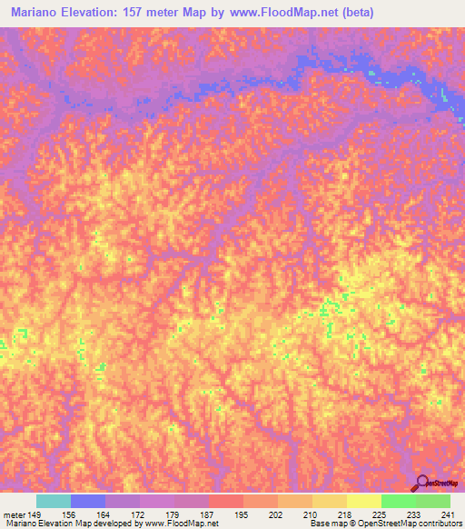 Mariano,Colombia Elevation Map