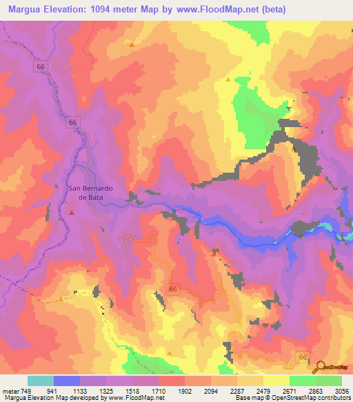 Margua,Colombia Elevation Map