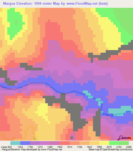 Margua,Colombia Elevation Map