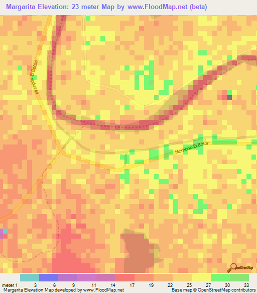 Margarita,Colombia Elevation Map