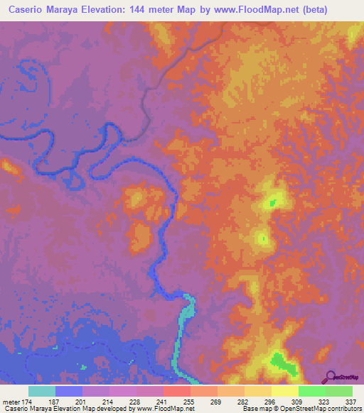 Caserio Maraya,Colombia Elevation Map