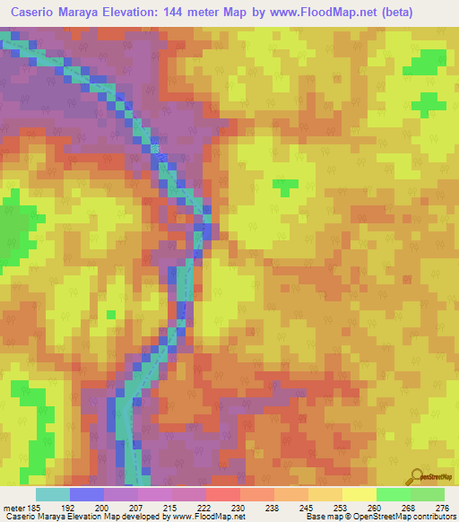 Caserio Maraya,Colombia Elevation Map