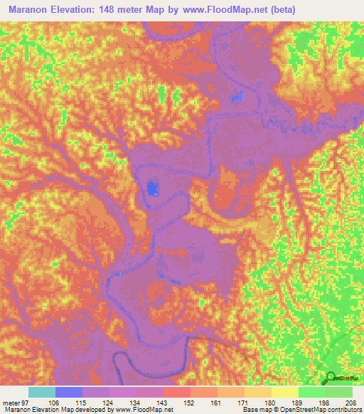 Maranon,Colombia Elevation Map