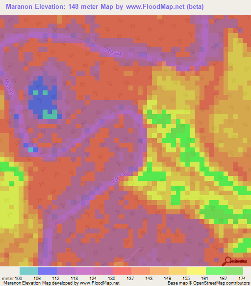 Maranon,Colombia Elevation Map