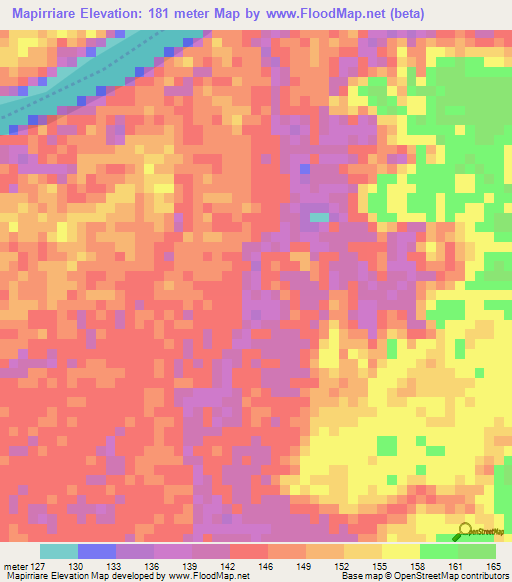 Mapirriare,Colombia Elevation Map