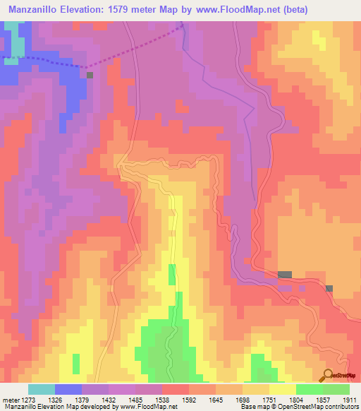 Manzanillo,Colombia Elevation Map