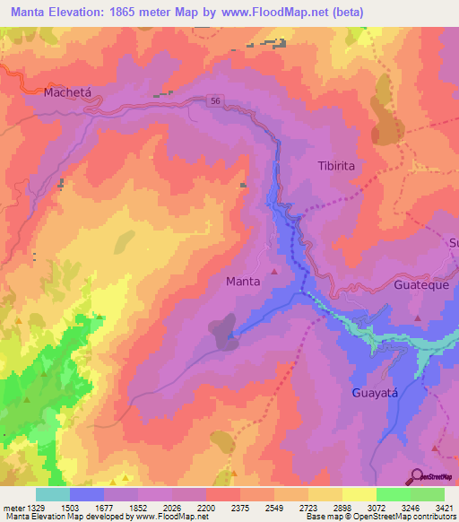 Manta,Colombia Elevation Map