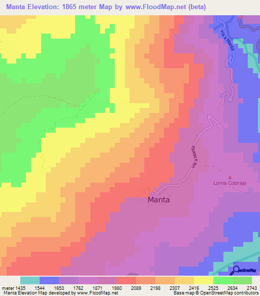 Manta,Colombia Elevation Map