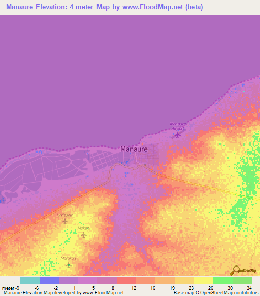 Manaure,Colombia Elevation Map