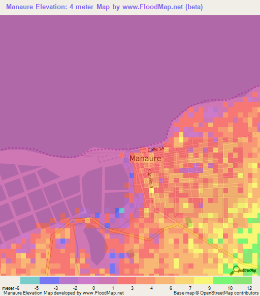 Manaure,Colombia Elevation Map