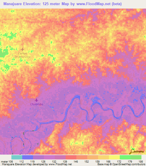 Manajuare,Colombia Elevation Map