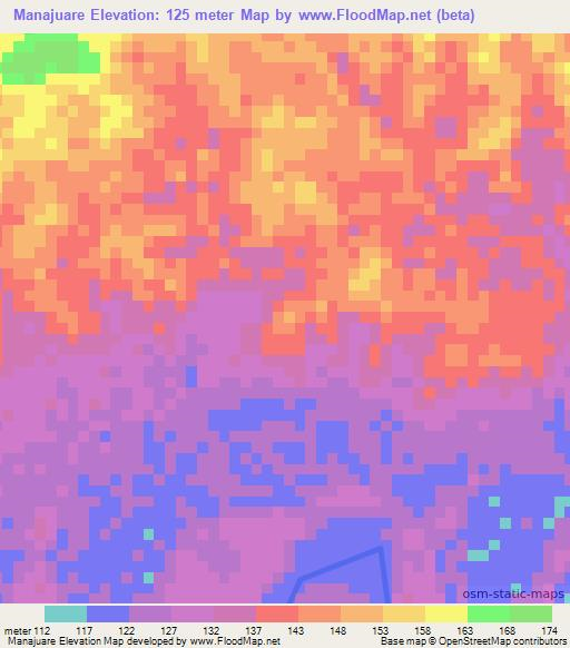 Manajuare,Colombia Elevation Map