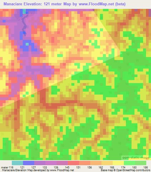 Manaciare,Colombia Elevation Map