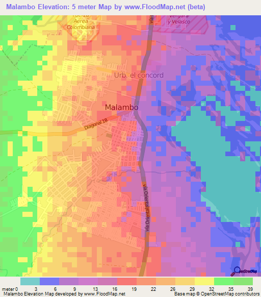 Malambo,Colombia Elevation Map