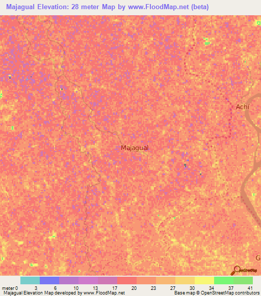 Majagual,Colombia Elevation Map