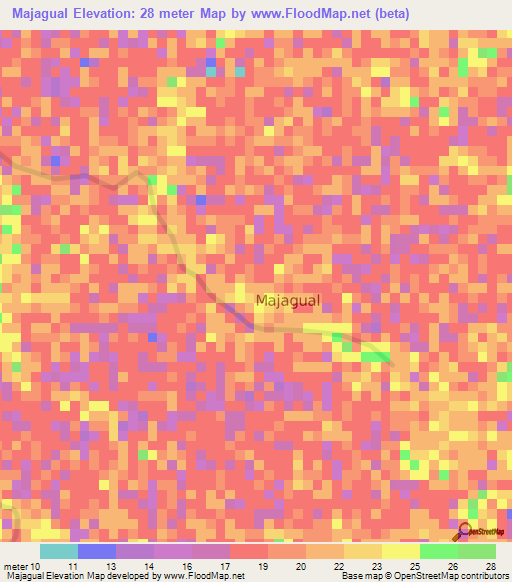 Majagual,Colombia Elevation Map