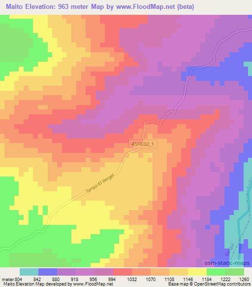 Maito,Colombia Elevation Map