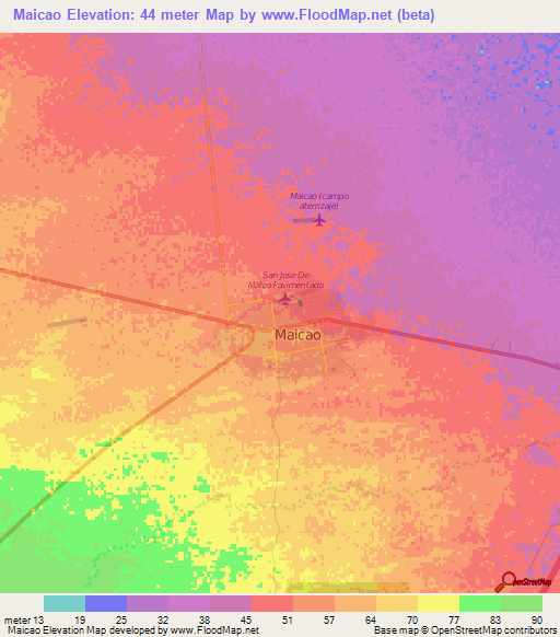 Maicao,Colombia Elevation Map