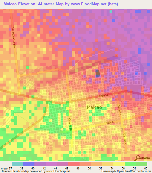 Maicao,Colombia Elevation Map