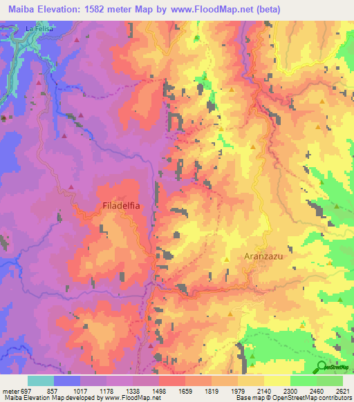 Maiba,Colombia Elevation Map