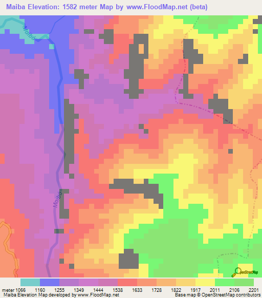 Maiba,Colombia Elevation Map