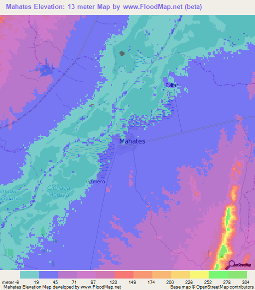 Mahates,Colombia Elevation Map