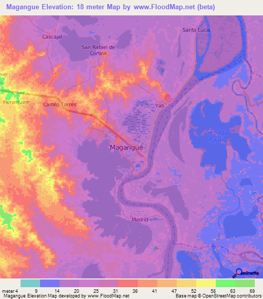 Magangue,Colombia Elevation Map