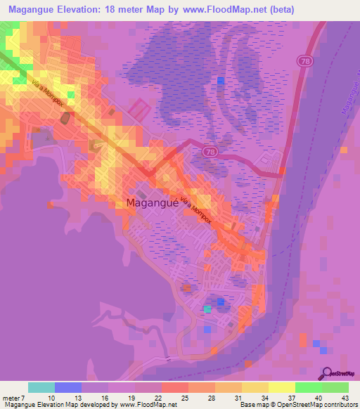 Magangue,Colombia Elevation Map