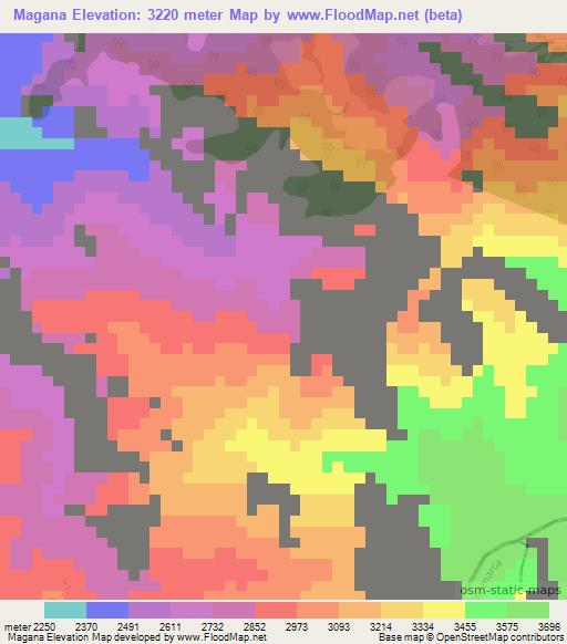 Magana,Colombia Elevation Map