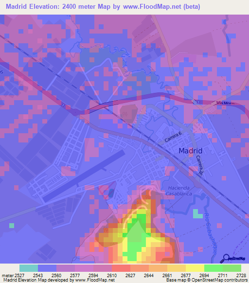 Madrid,Colombia Elevation Map