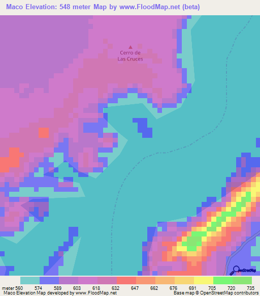 Maco,Colombia Elevation Map