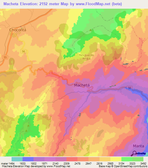 Macheta,Colombia Elevation Map