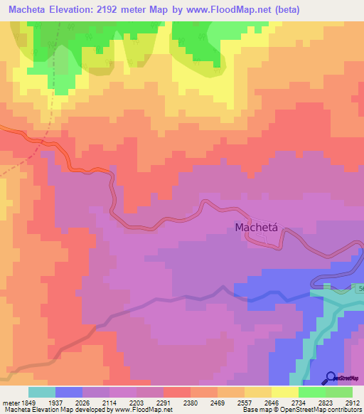 Macheta,Colombia Elevation Map