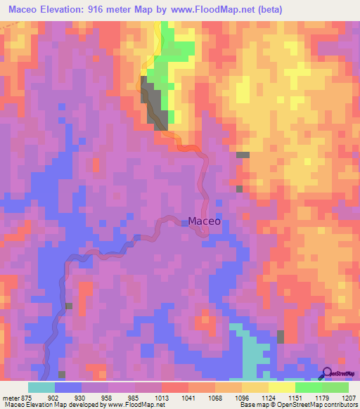 Maceo,Colombia Elevation Map