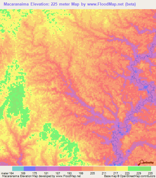 Macaranaima,Colombia Elevation Map