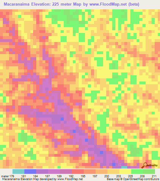 Macaranaima,Colombia Elevation Map